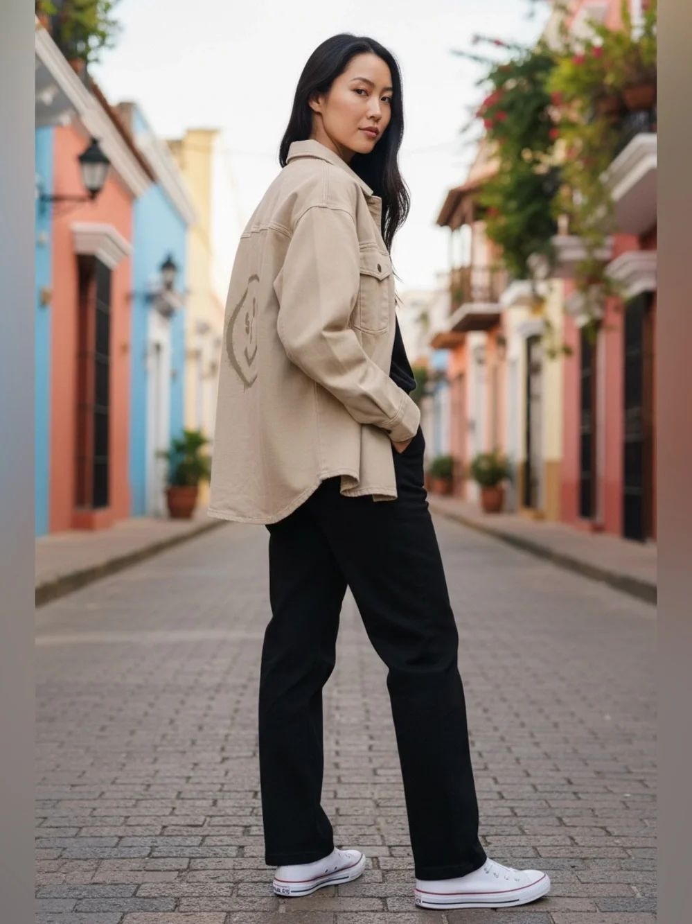 Seroya Alex shirt jacket oversized unisex beige